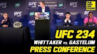 UFC 234 Whittaker vs Gastelum Press Conference  w Whittaker Gastelum Israel Adesanya [upl. by Cacka]