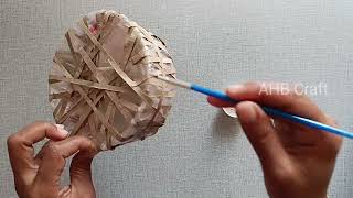 Paper Craft Ideas  Cardboard Sheet Paper Craft  Basket Craft Ideas  DIY Storage Basket  AHBCraft [upl. by Noned362]