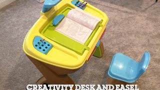 Toys R US Creativity Desk and Easel UnboxingAssembling [upl. by Saihttam]