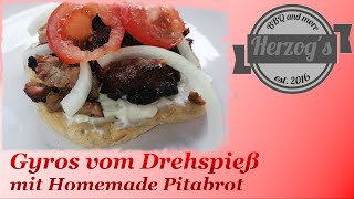 Gyros vom Drehspieß mit Pitabrot  Weber Spirit E320 [upl. by Asnarepse]