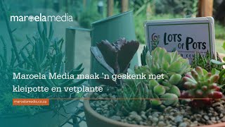 Maroela Media maak ŉ geskenk met kleipotte en vetplante [upl. by Rengia]