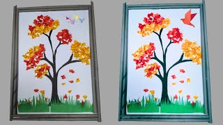 How to make tree with paper craft  DIY paper Tree craft  Art and Craft  Wall decoration [upl. by Kiraa28]