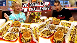 WE DOUBLED UP THE CHALLENGE 8LBS OF FOOD IN TEXAS RainaisCrazy ft Joel Hansen [upl. by Ernesto]