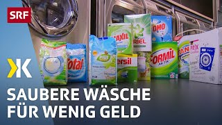 Vollwaschmittel im Test Auch günstige Pulver waschen gut und sauber  2017  Kassensturz  SRF [upl. by Herm]