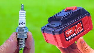 Put the spark plug in the battery and enjoy Genius DIY idea that You Wont Believe😱 [upl. by Anaimad628]