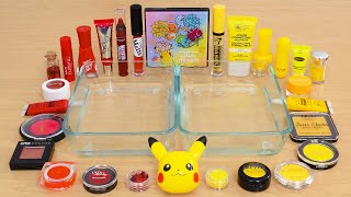 Pokemon Red vs Yellow  Mixing Makeup Eyeshadow Into Slime ASMR 405 Satisfying Slime Video [upl. by Tivad555]