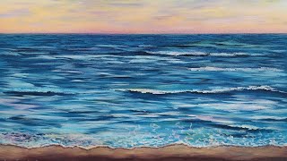 Simple Ocean Sunset Seascape Acrylic Painting LIVE Tutorial [upl. by Anaitsirhc]