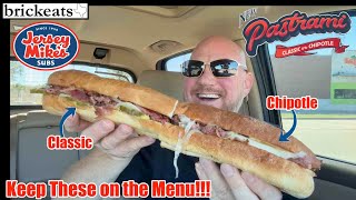 Jersey Mikes NEW Pastrami Classic amp Chipotle REVIEW BEST Pastrami Sub Ever brickeats [upl. by Aerdnna]