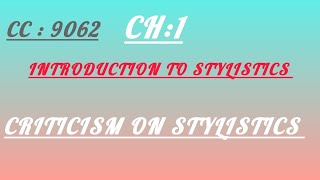 Criticism on Stylistics 9062 englishliteraturewithmahr englishlitreturelectures stylistcs [upl. by Rob]