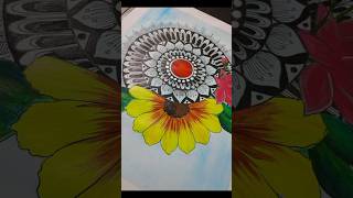 Mandala Art EasyFlower Mandala Art 💛🩷art manadalaart design shrots painting flowers [upl. by Gorlin]