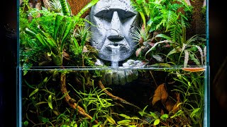 Ancient Ruins Reclaimed by Nature Jungle Paludarium with DIY Waterfall Statue Face [upl. by Ahsenad]