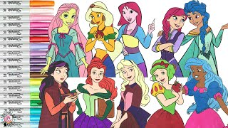 Disney Princess Makeover Coloring Book Compilation My Little Pony Shimmer and Shine Hocus Pocus [upl. by Aridni]