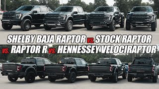 SHELBY BAJA RAPTOR vs STOCK RAPTOR vs RAPTOR R vs HENNESSEY VELOCIRAPTOR [upl. by Garrick348]