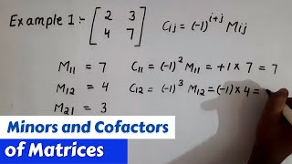 How to find minor and cofactor of Matrices  minor and cofactor of determinant  minor  cofactor [upl. by Ahsenra]