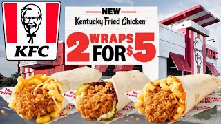 KFC NEW Chicken Wraps Review Honey BBQ amp Spicy Mac amp Cheese 2 For 5 Limited Time [upl. by Ric]