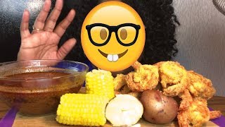 FACE REVEAL Colossal Fried Shrimp Corn and Potatoes Mukbang [upl. by Amery970]