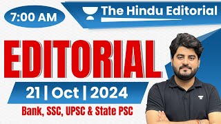 21 October 2024  The Hindu Analysis  The Hindu Editorial  Editorial by Vishal sir  Bank  SSC [upl. by Yorgerg]