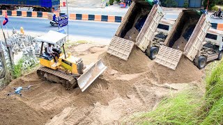 Episode 1 Smart Driver Dozer D31p And 5t Dump Truck Unload Soilrock In New Project [upl. by Jeannine146]