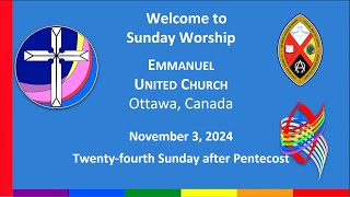 Emmanuel United Church Ottawa Ontario Canada Sunday Worship 2024 11 03 [upl. by Stryker]