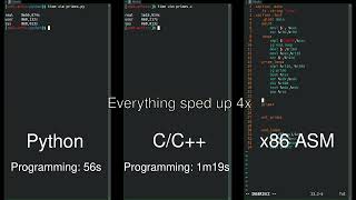 Python vs CC vs Assembly sidebyside comparison [upl. by Nert]