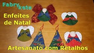 Anjinho e Ãrvore  Enfeites de Natal  Artesanato com Retalhos  0006 [upl. by Hgielrahc354]