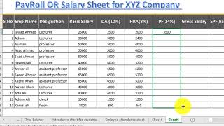 How to make salary sheet  Payroll or Payslip in excel 2016 [upl. by Acalia]