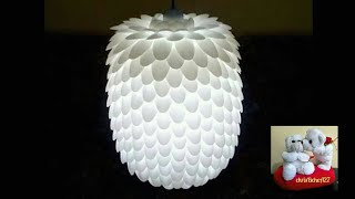 DIY CHANDELIER MADE OF RECYCLED PLASTIC SPOONS [upl. by Ledairam764]