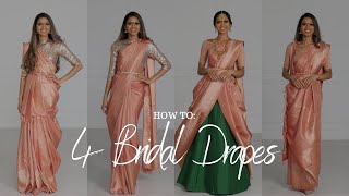 How to 4 Bridal Drapes  laxmi saree draping  saree blouse new trends  Tia Bhuva [upl. by Wagner701]