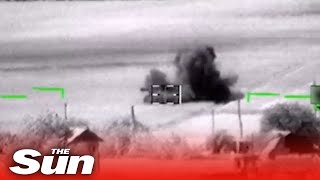 Footage shows Ukraines Leopard tanks being blown up Russia claims [upl. by Intirb175]