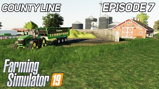 Filling Bunker Silo With Grass  FS19  Farming Simulator 19  Timelapse  County Line 7 [upl. by Magdau]