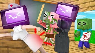 PIGMAN and ZOMBIE are punishing TV WOMAN for BAD GRADES   Minecraft Animation [upl. by Zere]