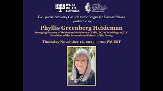 Special Advisory Council to the League for Human Rights Event – with Phyllis Greenberg Heideman [upl. by Ailyt15]