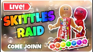 RAIDING ROBLOX GAMES AS SKITTLES  COME JOIN US LIVE [upl. by Yenitsed547]