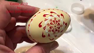 Easter eggs  kraslice pysanky  Red and buttermilk acrylic painting by Gitka Schmidtova [upl. by Towill]