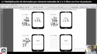 17 Multiplicación de decimales por números naturales de 2 o 3 cifras con 0 en 5º grado Cuadernillo [upl. by Siletotsira559]