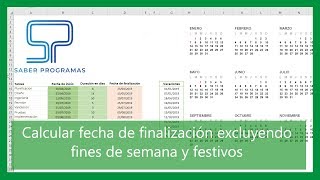 Calcular FECHA FINAL excluyendo festivos y fines de semana en Excel ✅ [upl. by Hairem]