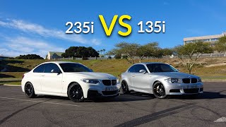 2015 BMW 235i vs 2009 BMW 135i  Drag Race [upl. by Atiram]