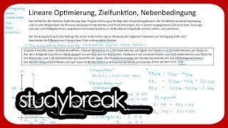 Lineare Optimierung Zielfunktion Nebenbedingung  Betriebswirtschaftslehre [upl. by Henka438]