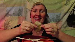 Eating a Hot Cajun BOUDIN sausage WikiEATia [upl. by Duff]