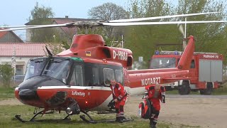 Landung Rettungshubschrauber Christoph Berlin DHHAA in Velten am Krausemarkt [upl. by Blakely]