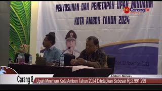 Upah Minimum Kota Ambon Tahun 2024 Ditetapkan Sebesar Rp2991299 [upl. by Kcyred886]