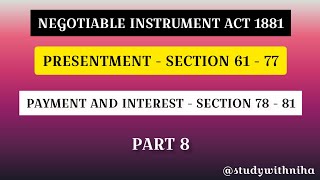 Presentment  Payment and Interest  Negotiable instrument Act 1881 in tamil negotiableinstrument [upl. by Riess]