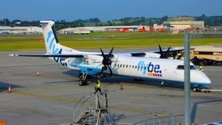 Flybe Q400 EdinburghManchester Flight Experience [upl. by Joeann]