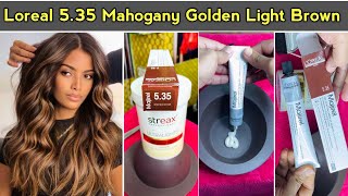 Loreal 535 Mahogany Golden Light Brown hair colour कैसें करे  full practical in Hindi [upl. by Drusi]