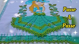 Saia de crochê boneca pintada para pano de prato Passo a passo crochet croche [upl. by Eenobe34]