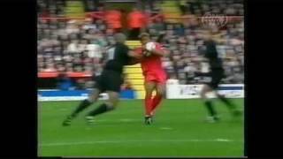 All Blacks vs Tonga Rugby World Cup  Jonah Lomu MASSIVE HIT [upl. by Ecadnac]