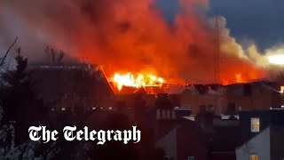 Fire tears through Met Police station in east London [upl. by Gwendolyn]