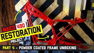 Maico 490 restoration  Part 4 frame powdercoating [upl. by Legir]