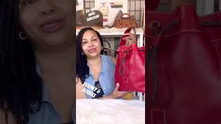 DOONEY amp BOURKE RED HATTIE FLORENTINE LEATHER DRAWSTRING BUCKET OUTLET Handbag dooneybag [upl. by Sandie350]