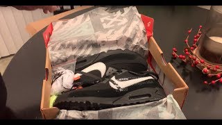 WONDERKICKS NIKE AIRMAX 90 OFFWHITE BLACKWHITE UAREPLICA ON FEET [upl. by Purdy]